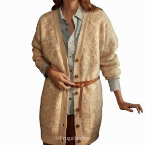 Billy Reid Oversized Jacquard Knit Cardigan Boyfriend Sweater Medium New $498